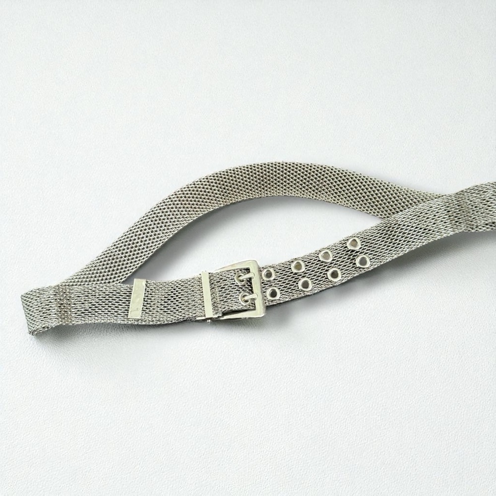 Vintage Silver Mesh Adjustable Belt | 80s 90s Metallic Steampunk Goth Grunge
